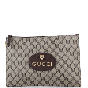 Gucci Neo Vintage Wristlet Pouch GG Coated Canvas