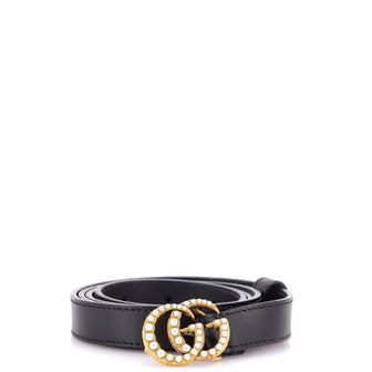 Gucci Pearly GG Marmont Belt Leather Thin