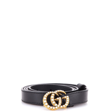Gucci Pearly GG Marmont Belt Leather Thin