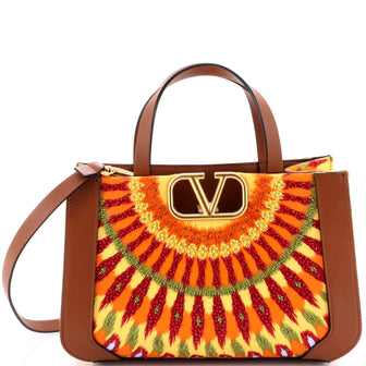 Valentino Garavani VLogo Shopper Tote Bead Embellished Leather Medium