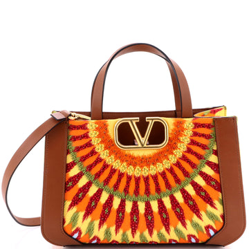 Valentino Garavani VLogo Shopper Tote Bead Embellished Leather Medium