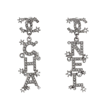 Chanel CHA-NEL CC Drop Earrings Metal with Crystals