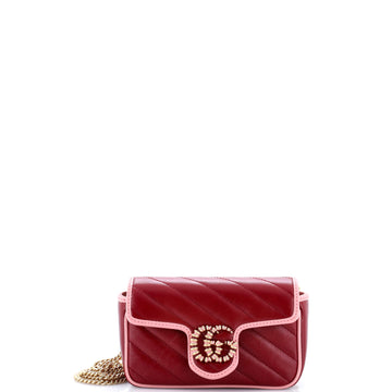 Gucci GG Marmont Flap Bag Diagonal Quilted Leather Super Mini