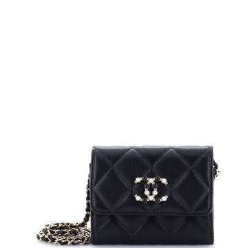 Chanel Coco Candy Card Holder on Chain Quilted Caviar