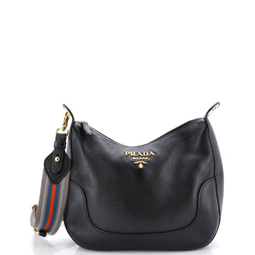 Prada Striped Strap Zip Hobo Vitello Daino Medium