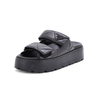Prada Women's Sporty Open Back Sandals Quilted Leather