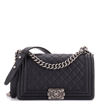 Chanel Boy Flap Bag Quilted Caviar Old Medium
