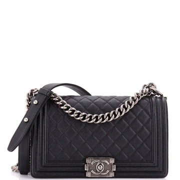 Chanel Boy Flap Bag Quilted Caviar Old Medium