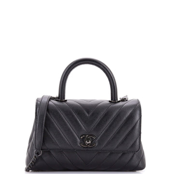 Chanel So Black Coco Top Handle Bag Chevron Caviar Mini
