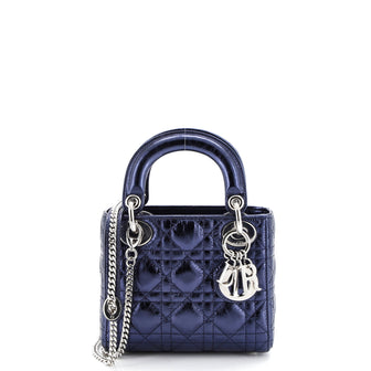 Christian Dior Lady Dior Chain Bag Cannage Quilt Iridescent Leather Mini