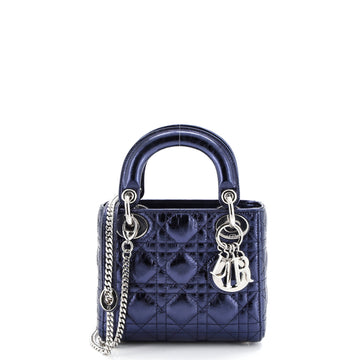 Christian Dior Lady Dior Chain Bag Cannage Quilt Iridescent Leather Mini