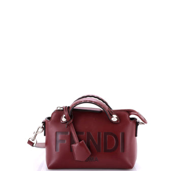 Fendi Logo By The Way Satchel Embossed Leather Mini
