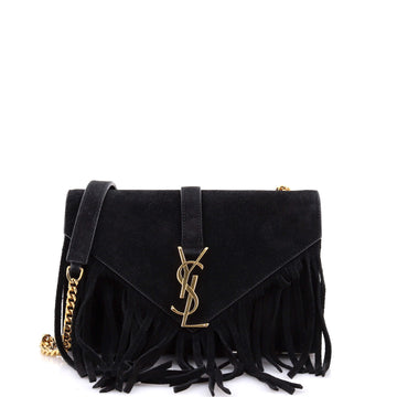 Saint Laurent Classic Monogram Fringe Crossbody Bag Suede Small
