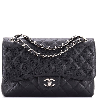 Chanel Classic Double Flap Bag Quilted Caviar Jumbo