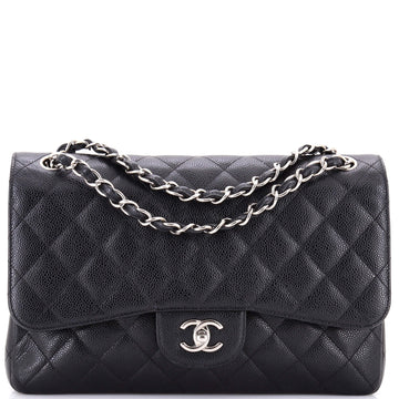 Chanel Classic Double Flap Bag Quilted Caviar Jumbo