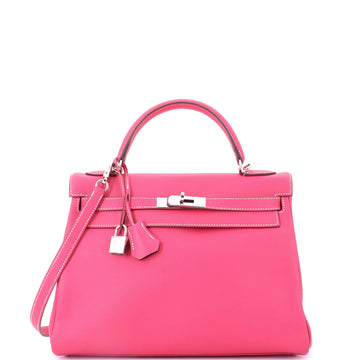 Hermes Kelly Handbag Pink Epsom with Palladium Hardware 32