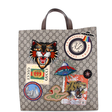 Gucci Courrier Convertible Soft Open Tote GG Coated Canvas with Applique North South
