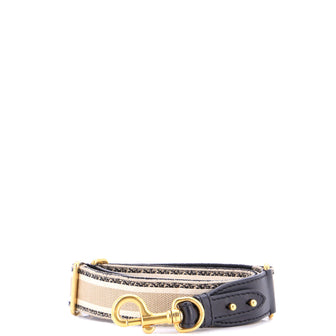 Christian Dior Logo Shoulder Strap Embroidered Canvas Thin