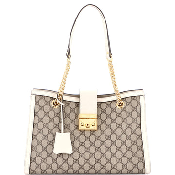 Gucci Padlock Chain Tote GG Coated Canvas with Leather Medium