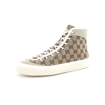 Gucci Men's Tortuga High Top Sneakers GG Canvas and Suede