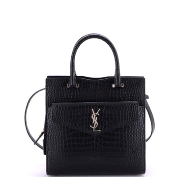 Saint Laurent Uptown Tote Crocodile Embossed Leather Small