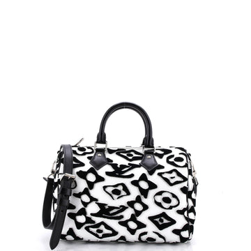 Louis Vuitton Speedy Bandouliere Bag Limited Edition Urs Fischer Tufted Monogram Canvas 25