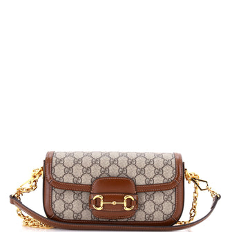 Gucci Horsebit 1955 Shoulder Bag GG Coated Canvas with Leather East West