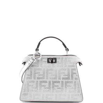 Fendi Peekaboo ISeeU Bag Zucca Crystal Embellished Suede Petite
