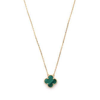 Van Cleef & Arpels Vintage Alhambra Pendant Necklace 18K Yellow Gold and Malachite