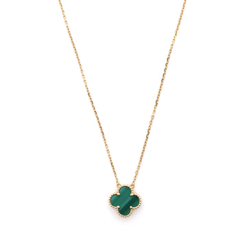 Van Cleef & Arpels Vintage Alhambra Pendant Necklace 18K Yellow Gold and Malachite