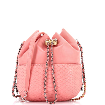 Chanel Gabrielle Drawstring Bag Calfskin and Python Small
