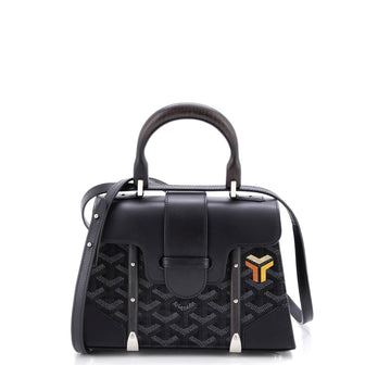 Goyard Structured Saigon Top Handle Bag Coated Canvas with Leather Mini