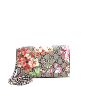 Gucci Chain Wallet Blooms Print GG Coated Canvas