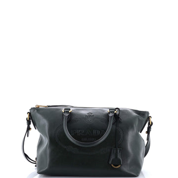 Prada Embossed Logo Convertible Tote Glace Calf Small