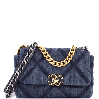 Chanel 19 Flap Bag Quilted Denim Medium