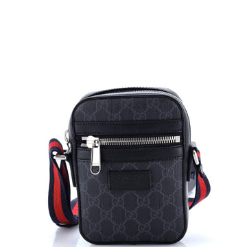 Gucci Web Strap Front Zip Messenger Bag GG Coated Canvas Mini