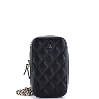 Chanel Zip Around Phone Case with Chain Quilted Caviar