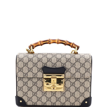 Gucci Padlock Bamboo Shoulder Bag GG Coated Canvas Small