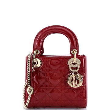 Christian Dior Lady Dior Chain Bag Cannage Quilt Patent Mini