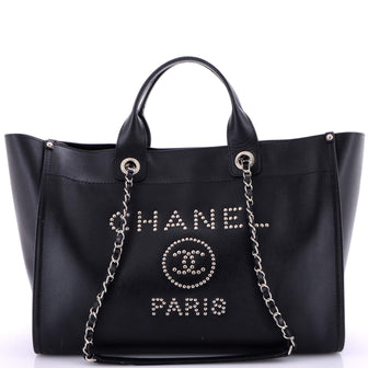 Chanel Deauville Tote Studded Caviar Medium