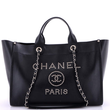 Chanel Deauville Tote Studded Caviar Medium