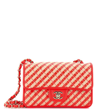 Chanel CC Flap Bag Striped Raffia and Jute Mini