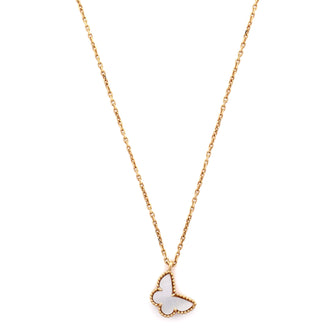 Van Cleef & Arpels Sweet Alhambra Butterfly Pendant Necklace 18K Yellow Gold and Mother of Pearl