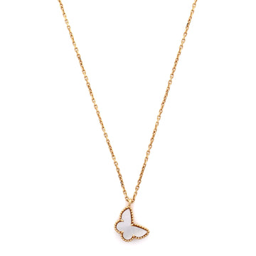 Van Cleef & Arpels Sweet Alhambra Butterfly Pendant Necklace 18K Yellow Gold and Mother of Pearl