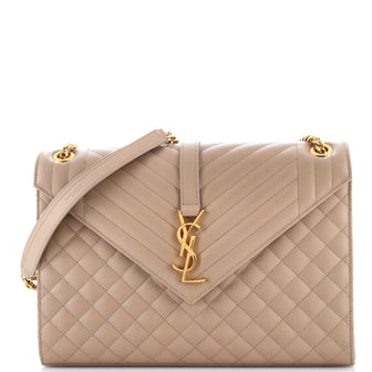 Saint Laurent Classic Monogram Envelope Satchel Mixed Matelasse Leather Large
