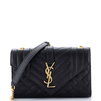 Saint Laurent Classic Monogram Envelope Satchel Mixed Matelasse Leather Small