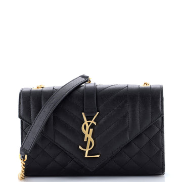 Saint Laurent Classic Monogram Envelope Satchel Mixed Matelasse Leather Small