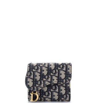 Christian Dior Saddle Flap Wallet Oblique Canvas Mini