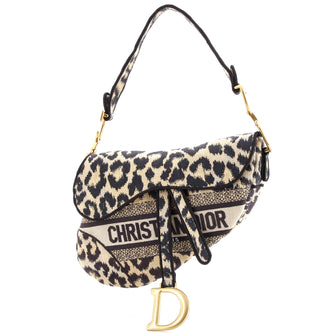 Christian Dior Saddle Handbag Mizza Embroidered Canvas Medium