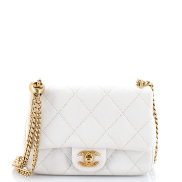 Chanel Sweet Heart Chain Flap Bag Quilted Caviar Medium